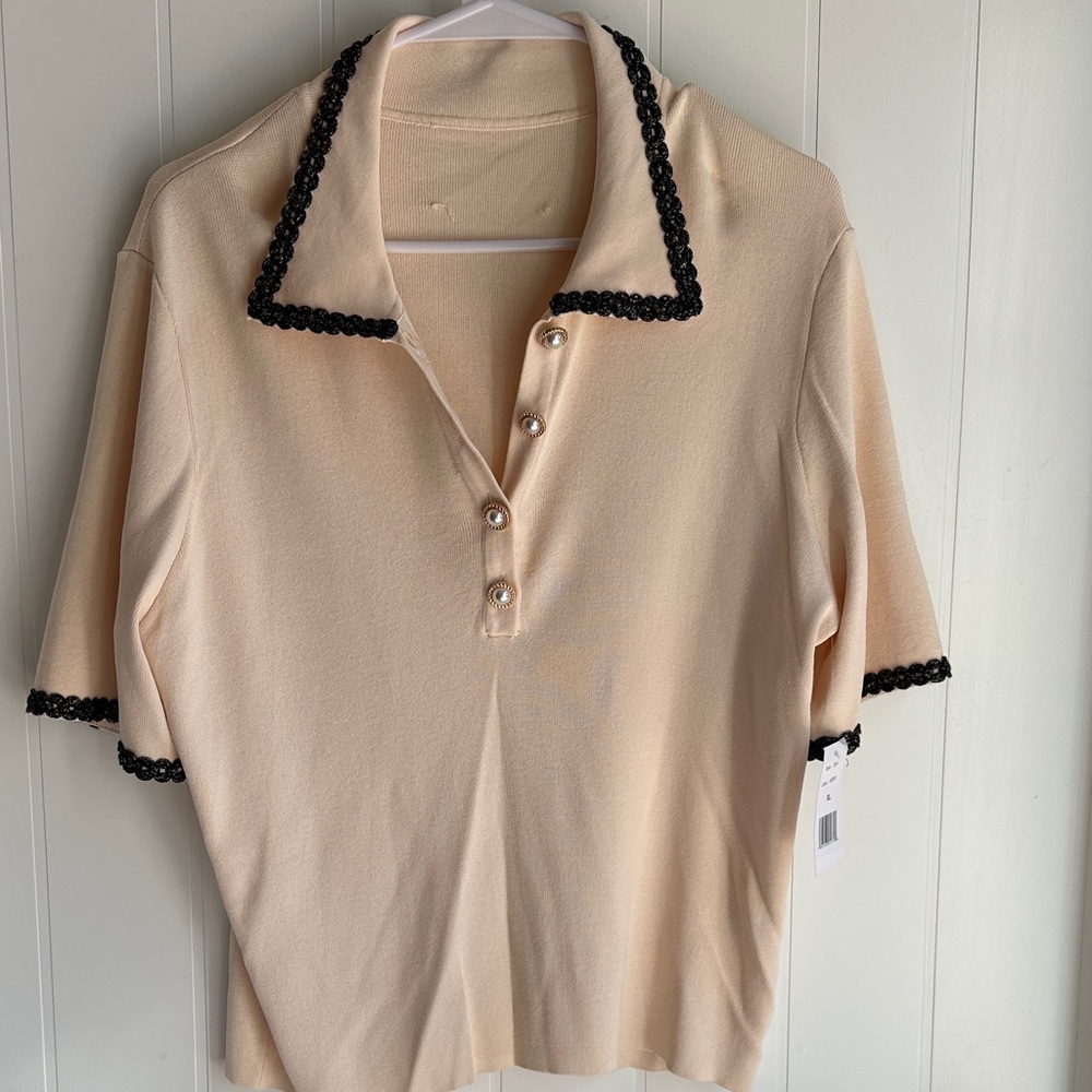 Alexia Admor Cream and Black Sweater Cardigan